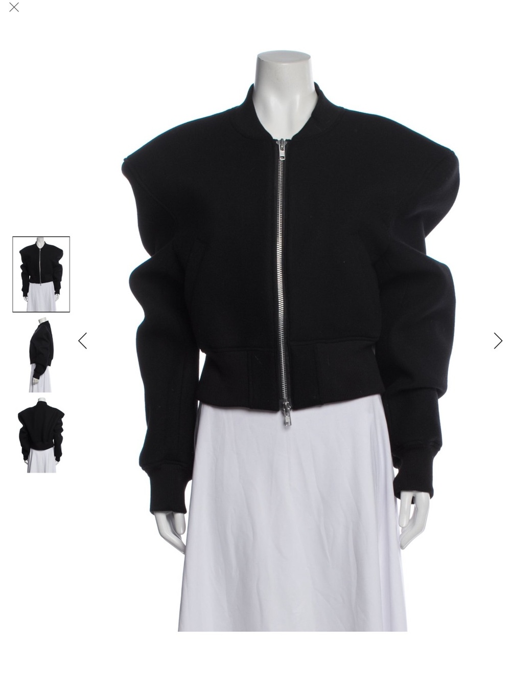 The Frankie Shop Black Sculpted Bomber Jacket